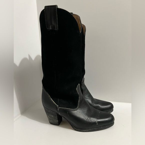 Vintage Black on Black All Leather Cowboy Boots - Size 8 - Picture 2 of 14